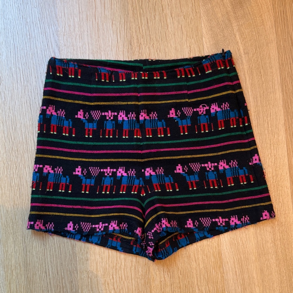 Colorful High Waist Women's Shorts with Animal Print